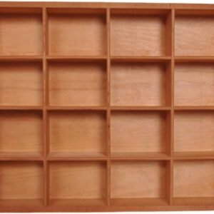 13.4''x10.6''x2'' Wooden Storage Divider Box Showcase Display Box | Organization Tabletop Box with 16 Compartments Display Storage Tray for Home Craft Office Kitchen Storage (Vintage Color)
